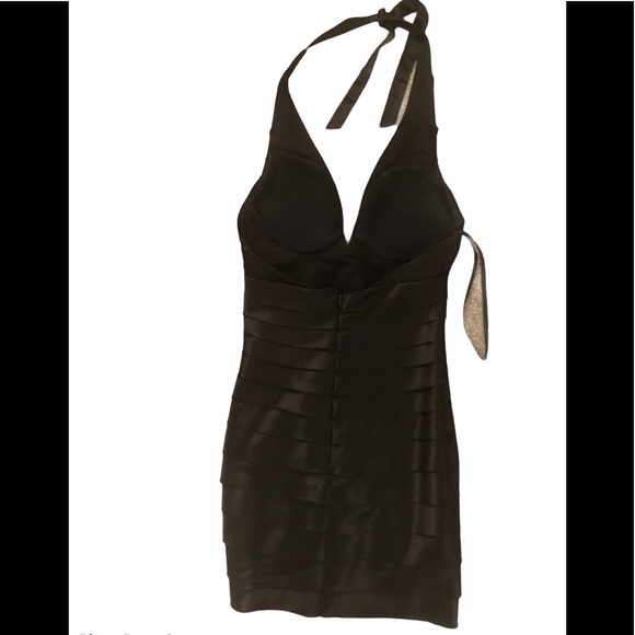 BCBGMaxAzria black satin tiered halter dre… - Picture 11 of 13